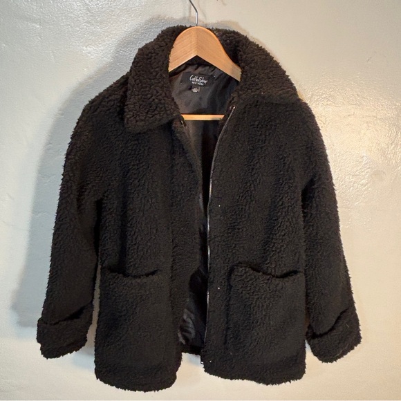 CoffeeShop New York Black Faux Shearling Teddy Coat Jacket XS - Picture 2 of 10